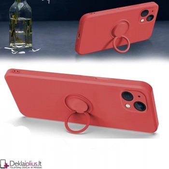 Vennus švelnaus silikono dėklas su žiedu - raudonas (Apple Iphone 13)